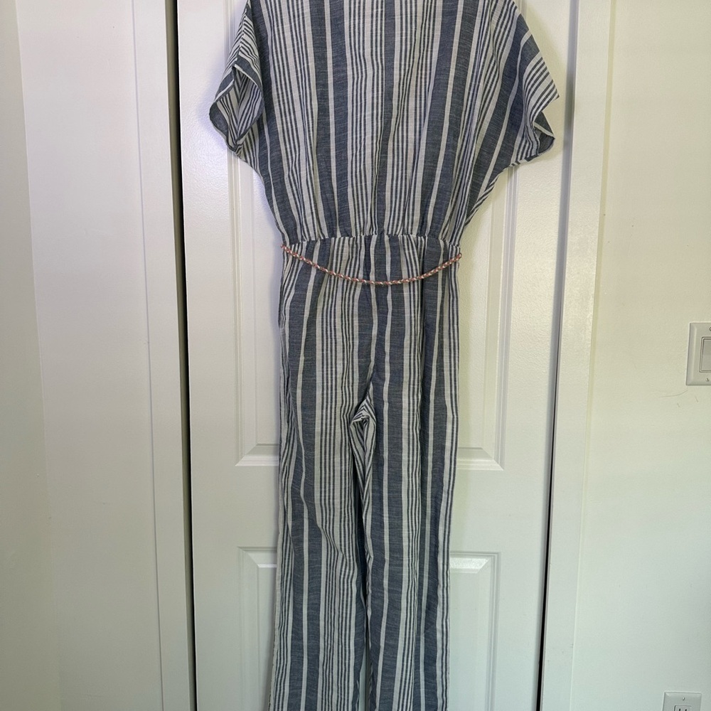 Kareena’s Striped Embroidered Tassel 100% Cotton Jumpsuit Size Large - Picture 2 of 7